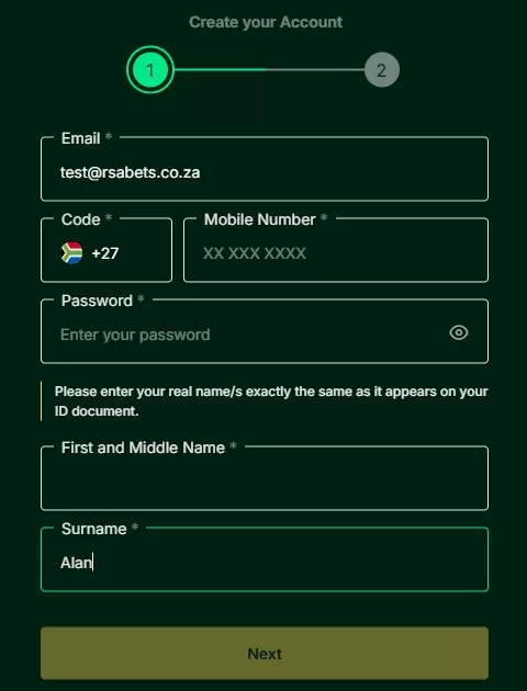 Account details